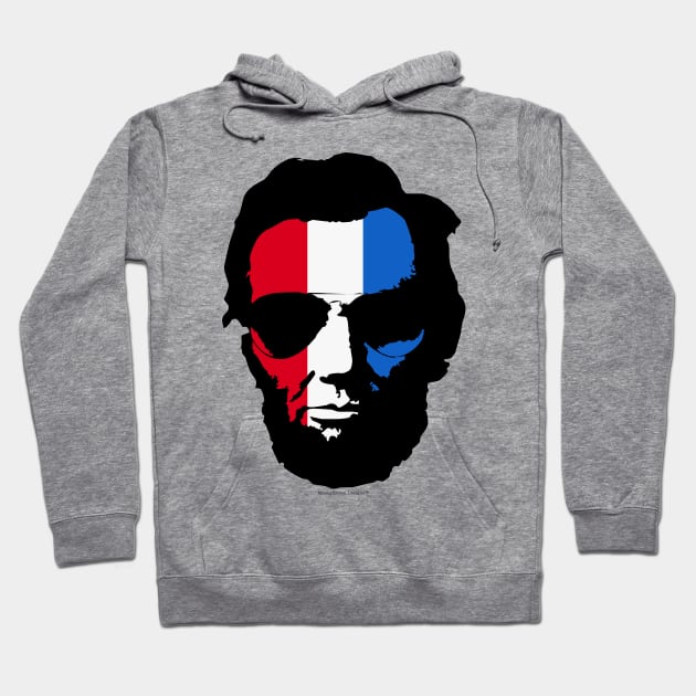 Cool Abraham Lincoln Wearing Aviator Sunglasses (Red White and Blue) Hoodie by SmokyKitten